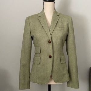 J. Crew Green/cream herringbone blazer, size 2